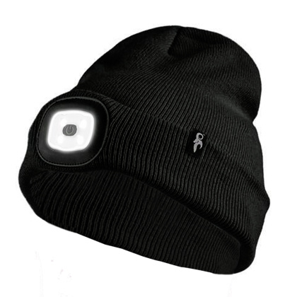 Wintermütze mit LED-Licht und USB-Anschluss - Schwarz